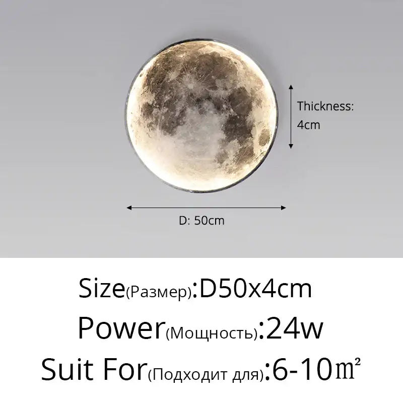 Modern black led moon wall lamp bedroom decor