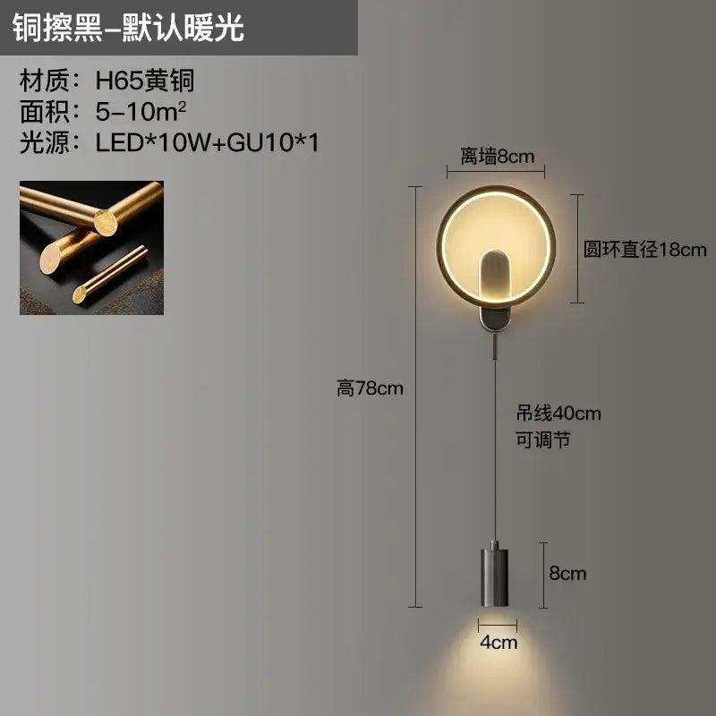 Modern gold led moon wall lamp bedroom ambient sconce