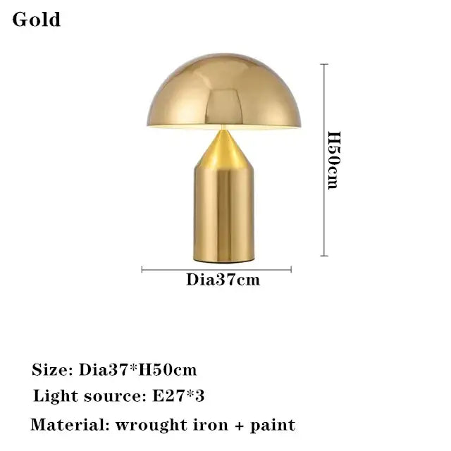 Modern gold mushroom table lamp for bedroom