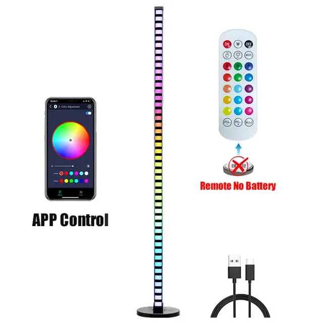Slim black led music melody floor lamp living room rgb light