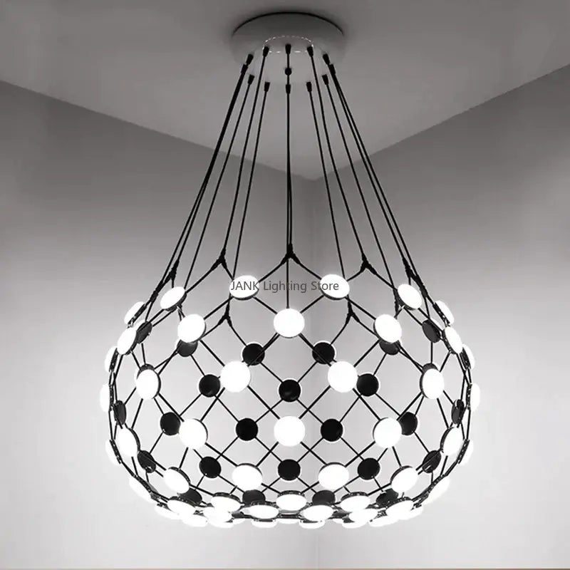 Minimalist black led net pocket pendant light for living room
