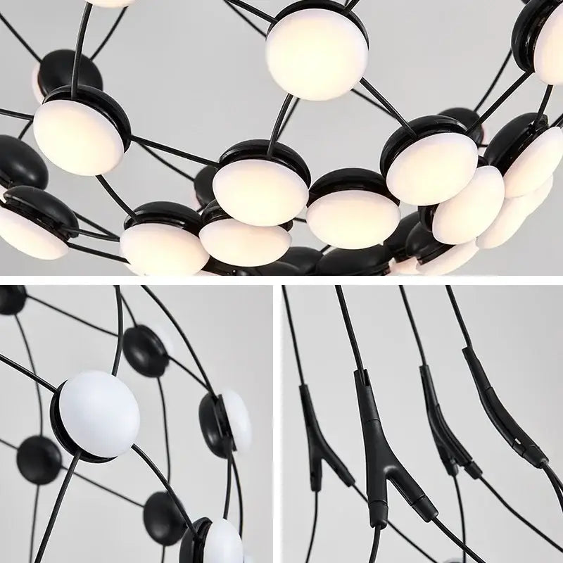 Minimalist black led net pocket pendant light for living room