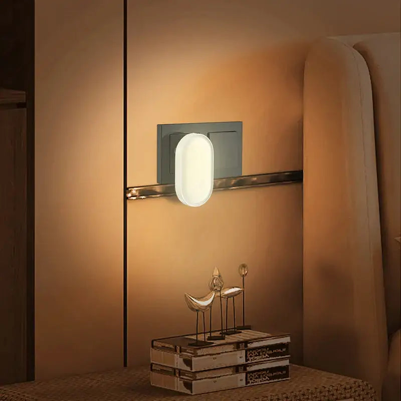Smart white oval led night light with 360 ring lamp for bedroom