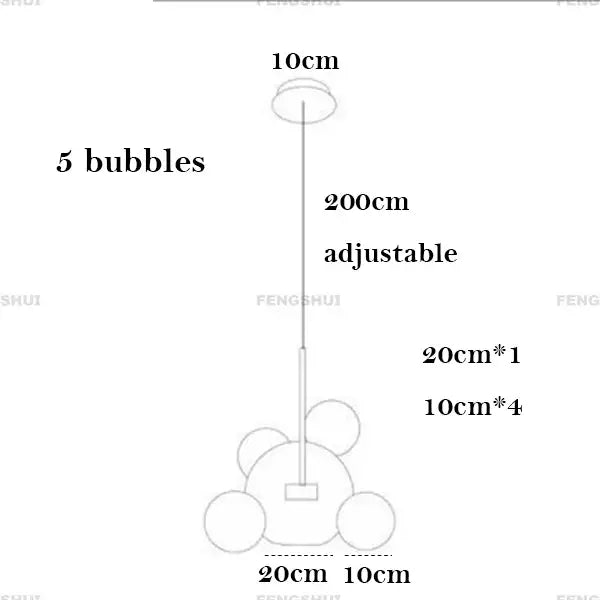 Adjustable nordic decor led bubble chandelier for living room