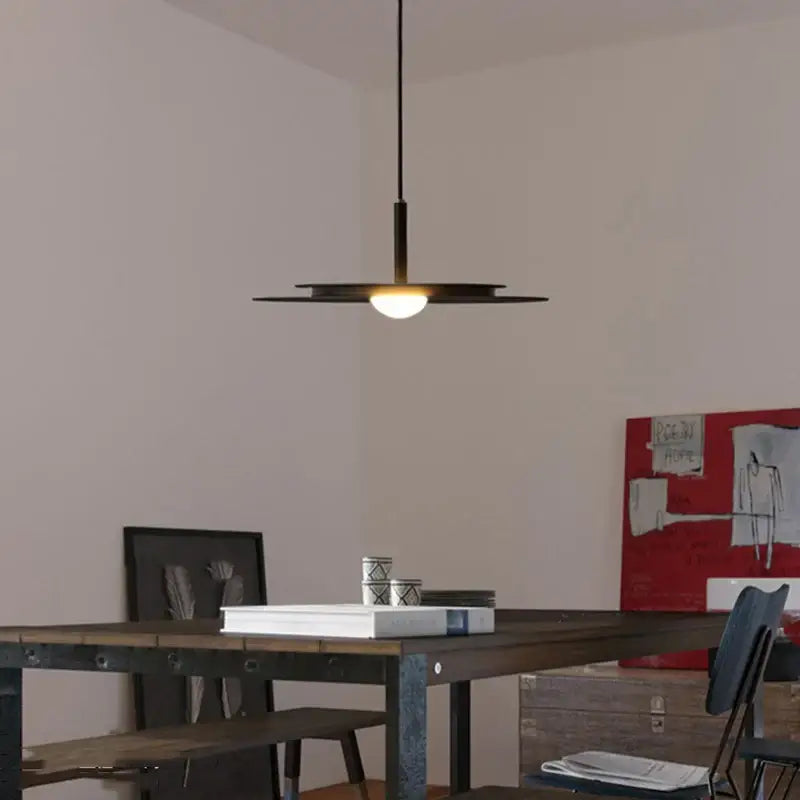 Minimalist black flying saucer chandelier for dining room lighting