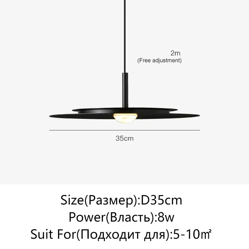 Minimalist black flying saucer chandelier for dining room lighting