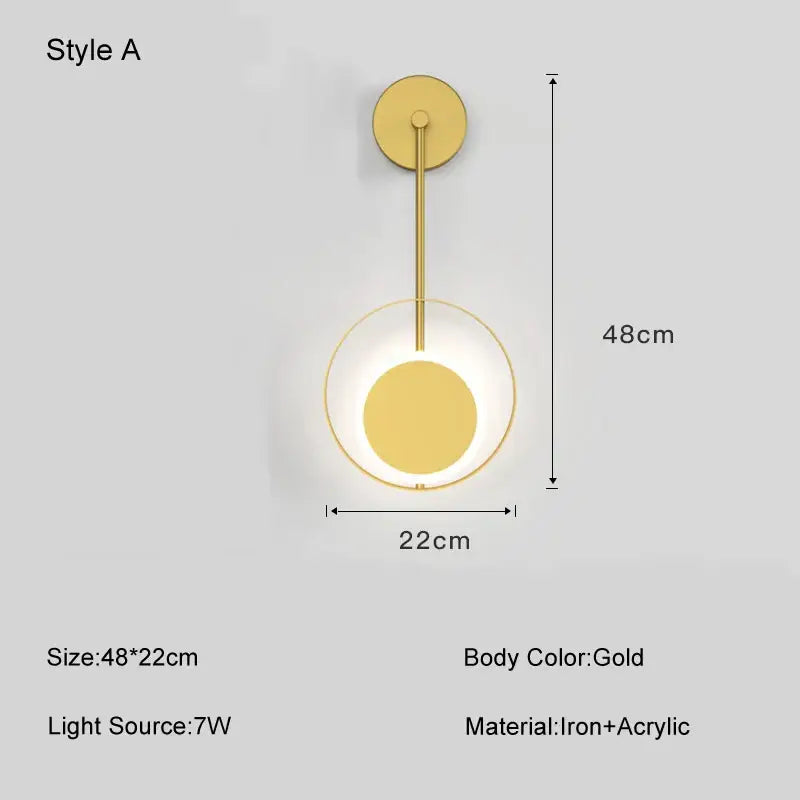 Modern gold ring led nordic wall lights bedroom sconce