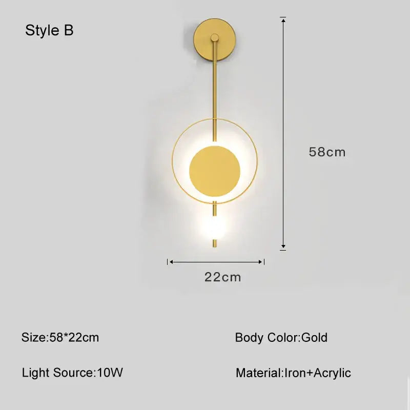 Modern gold ring led nordic wall lights bedroom sconce