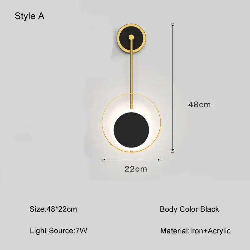 Modern gold ring led nordic wall lights bedroom sconce