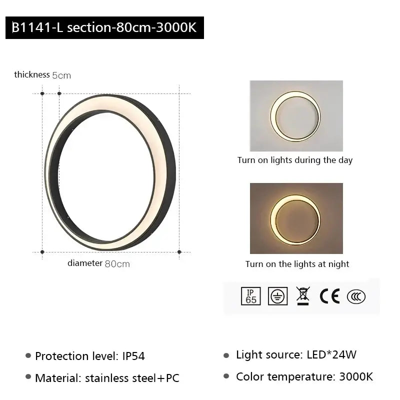 Modern minimalist led outdoor moon wall lamp courtyard sconce