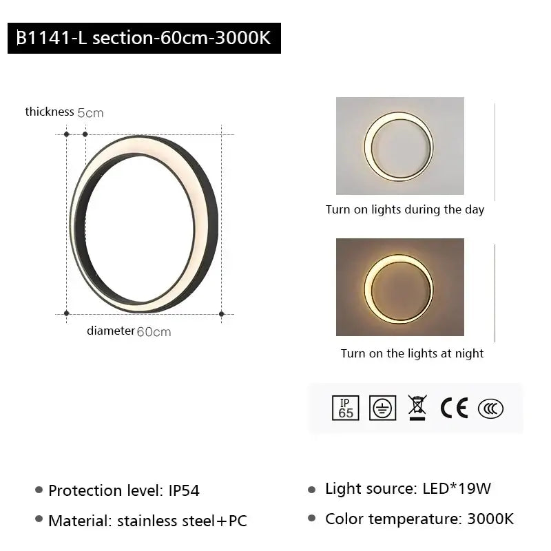 Modern minimalist led outdoor moon wall lamp courtyard sconce