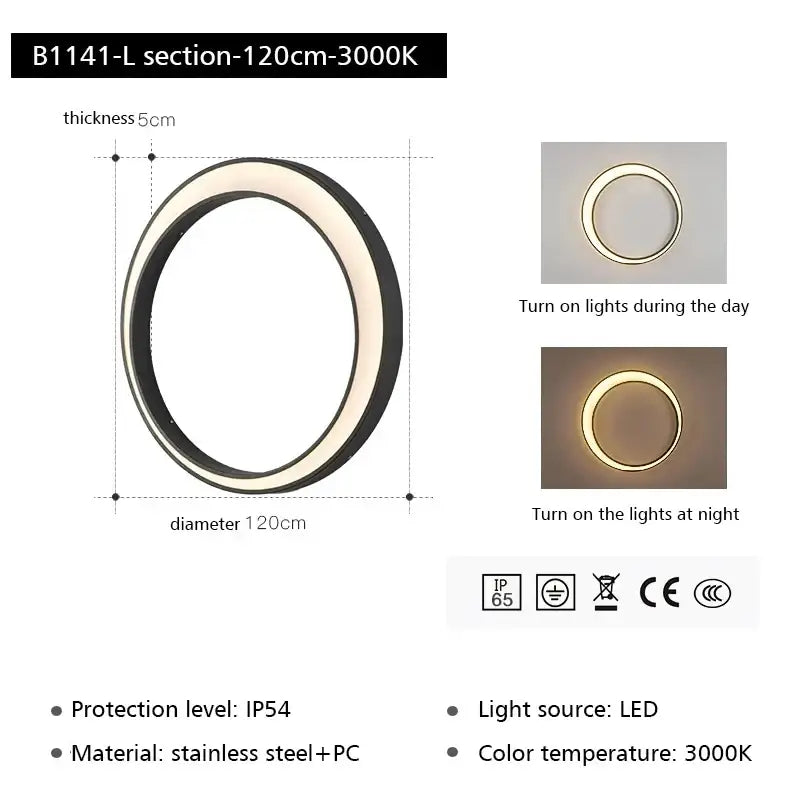 Modern minimalist led outdoor moon wall lamp courtyard sconce