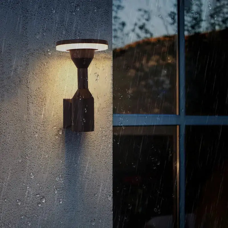 Modern black outdoor wall lamp garden circular warm light sconce