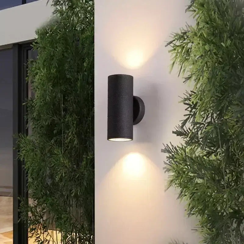 Modern black cylindrical outdoor wall lamp porch sconce