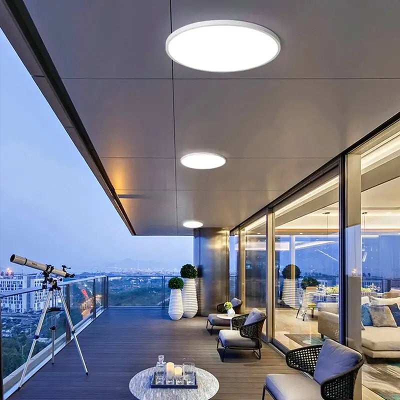 Minimalist white circular and square panel ceiling light bedroom