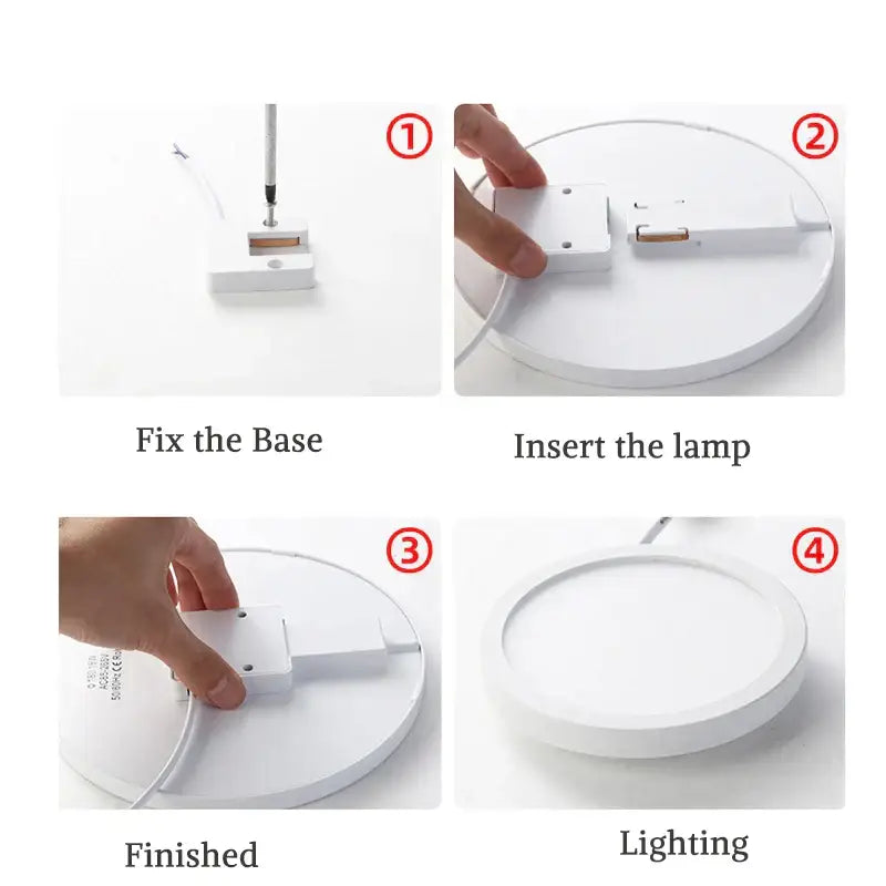 Minimalist white circular and square panel ceiling light bedroom