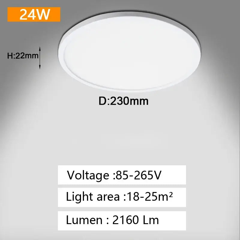 Minimalist white circular and square panel ceiling light bedroom