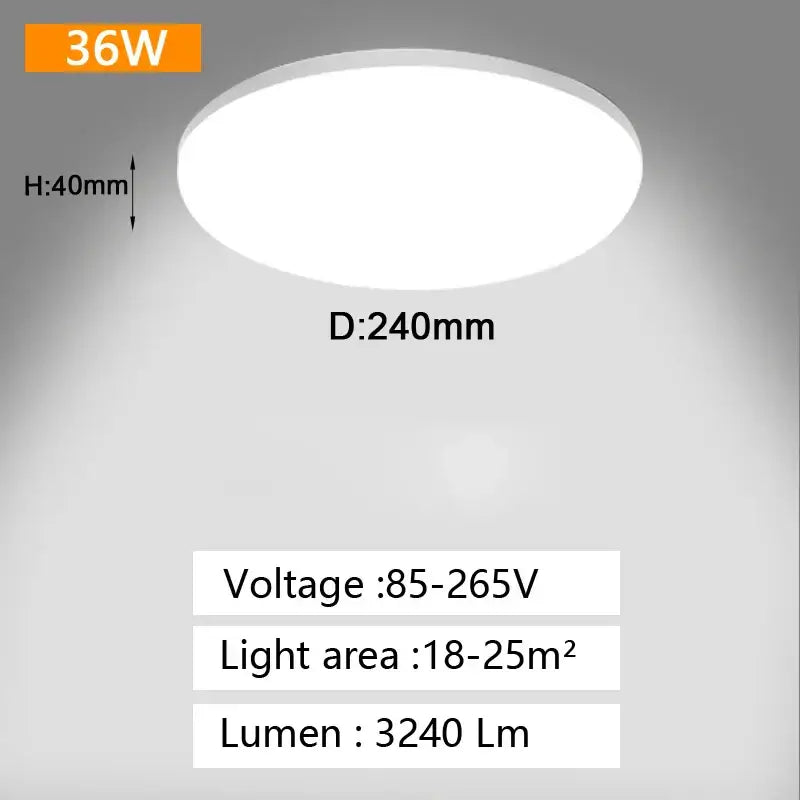 Minimalist white circular and square panel ceiling light bedroom