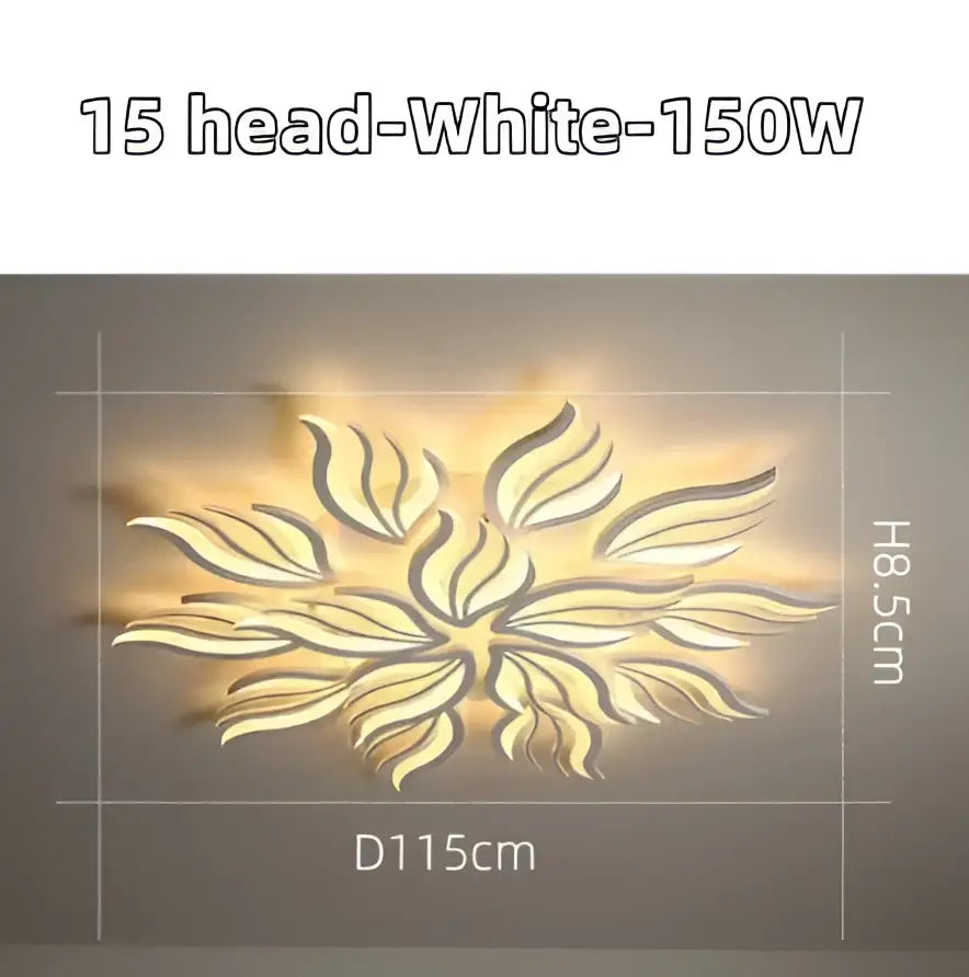 Modern black leaf panel ceiling light for living room