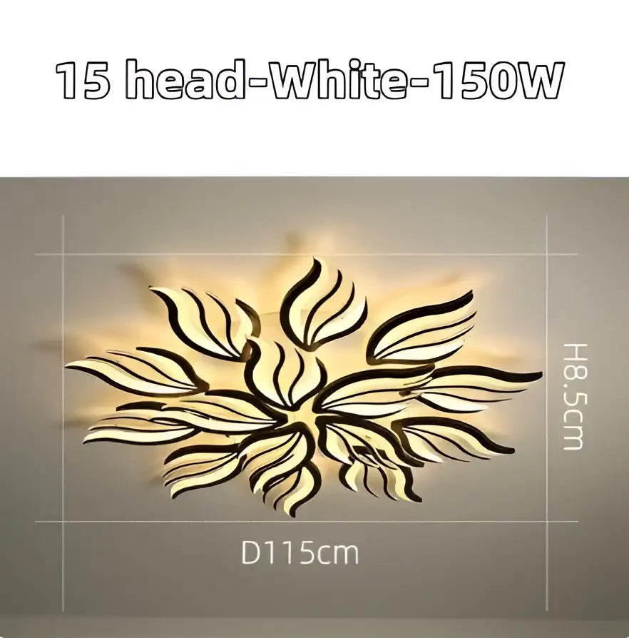 Modern black leaf panel ceiling light for living room