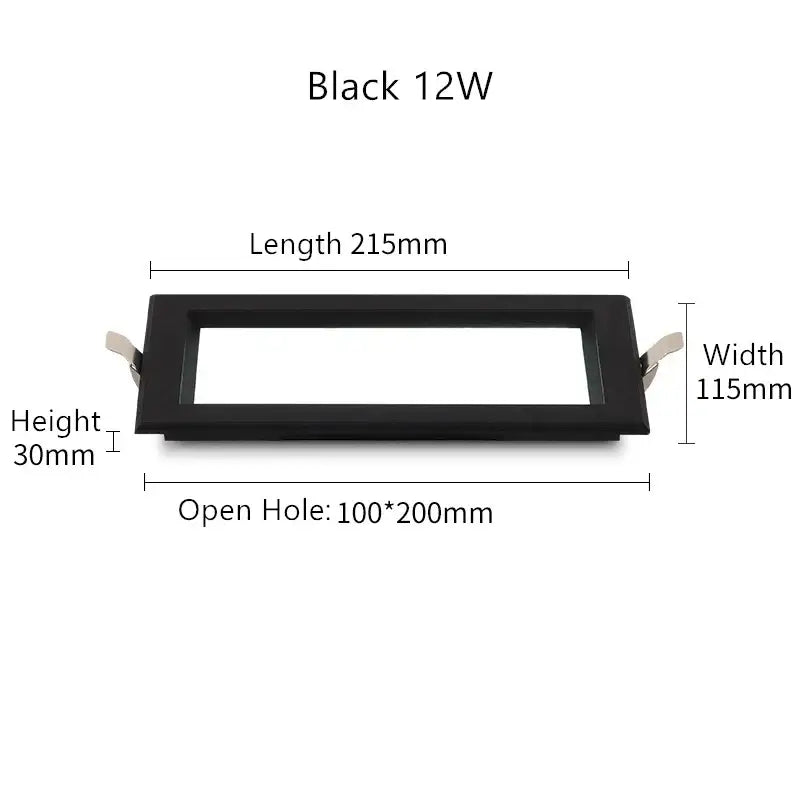 Modern rectangular white & black led panel lamp bathroom downlight