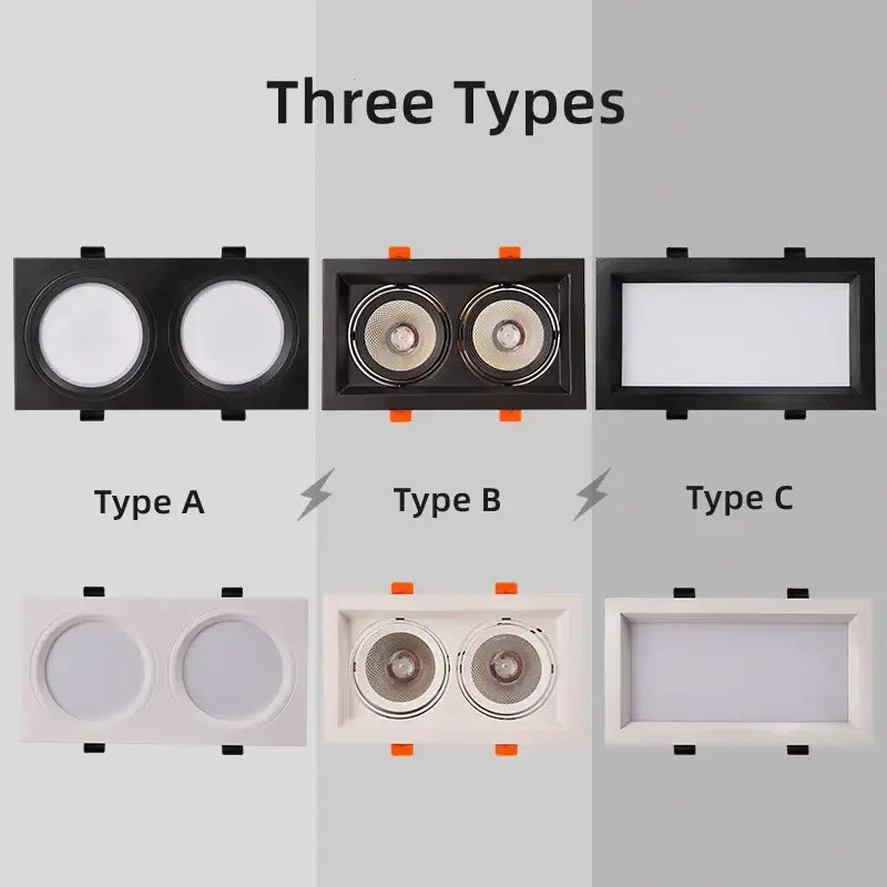 Modern rectangular white & black led panel lamp bathroom downlight
