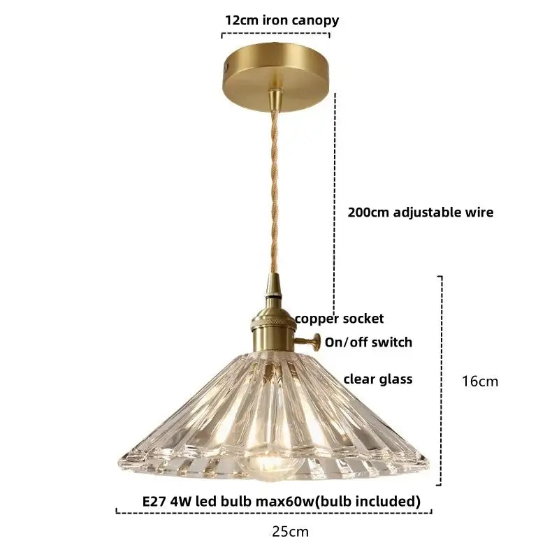 Modern faceted glass led pendant lamp stair light