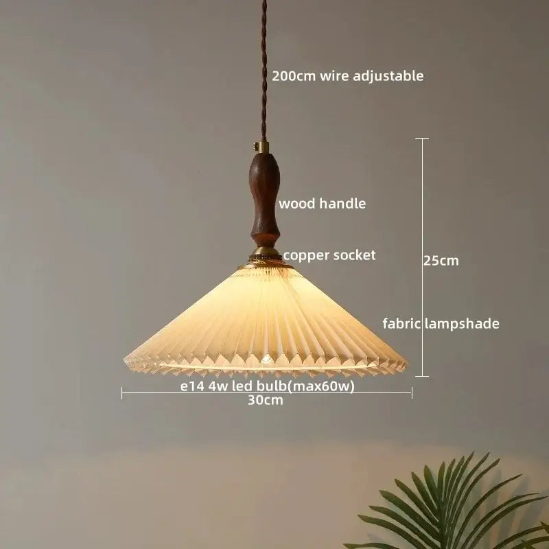 Vintage wood and cut glass led pendant lamp dining room