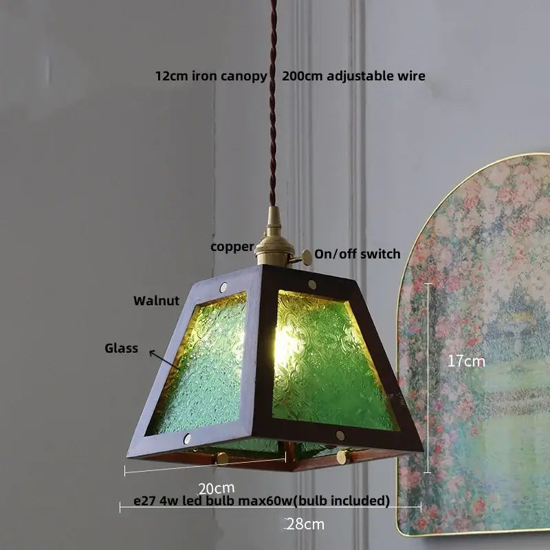 Japan style walnut wood and brass led pendant lamp dining room