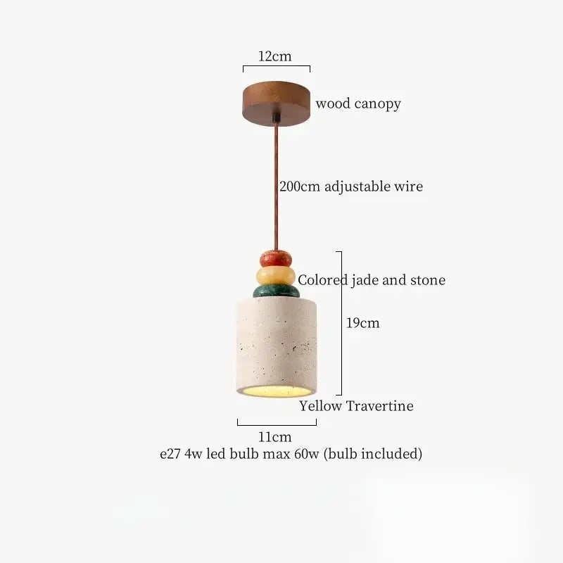 Minimalist wood and concrete led pendant lamp dining room