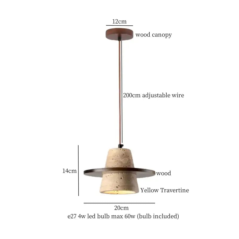 Minimalist wood and concrete led pendant lamp dining room