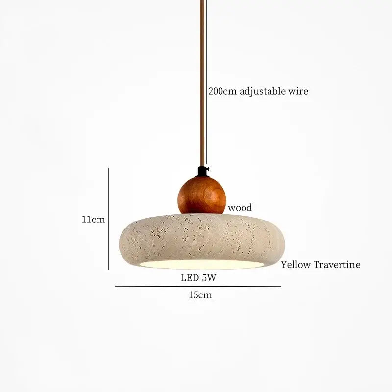 Minimalist wood and concrete led pendant lamp dining room
