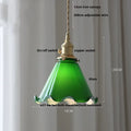 Antique brass petal glass led pendant lamp dining room