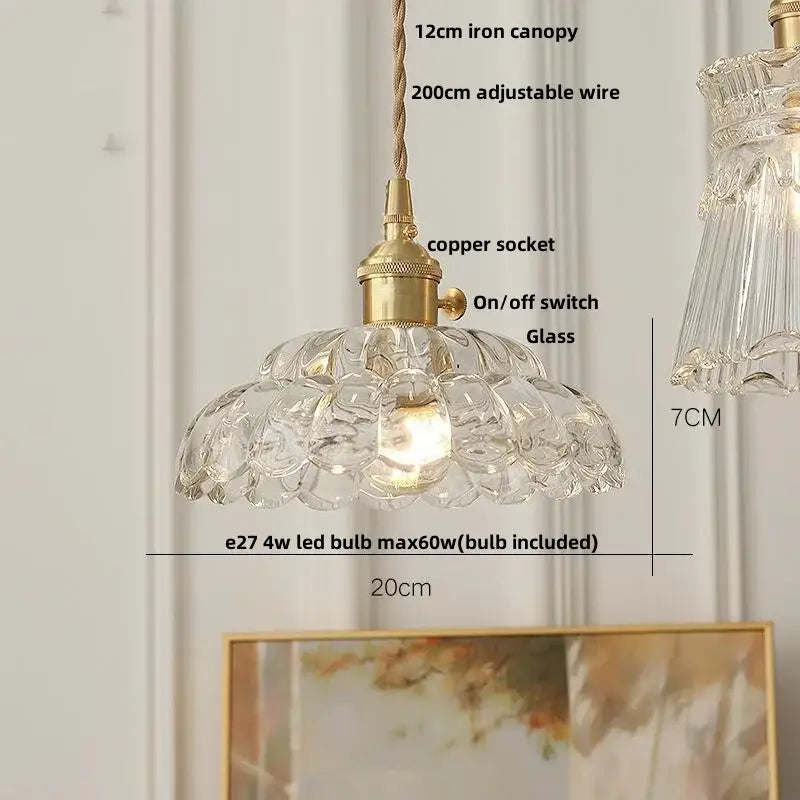 Mid century green glass and walnut led pendant lamp dining room