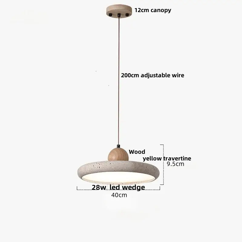 Minimalist yellow stone and wood led pendant lamp dining room