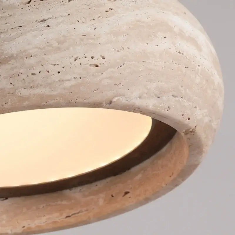 Wabi sabi yellow travertine led pendant lamp kitchen circular light
