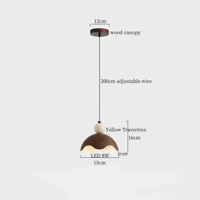 Wabi sabi yellow travertine led pendant lamp kitchen circular light