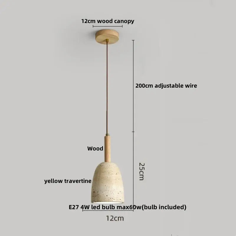 Japanese yellow travertine led pendant lamp for dining room
