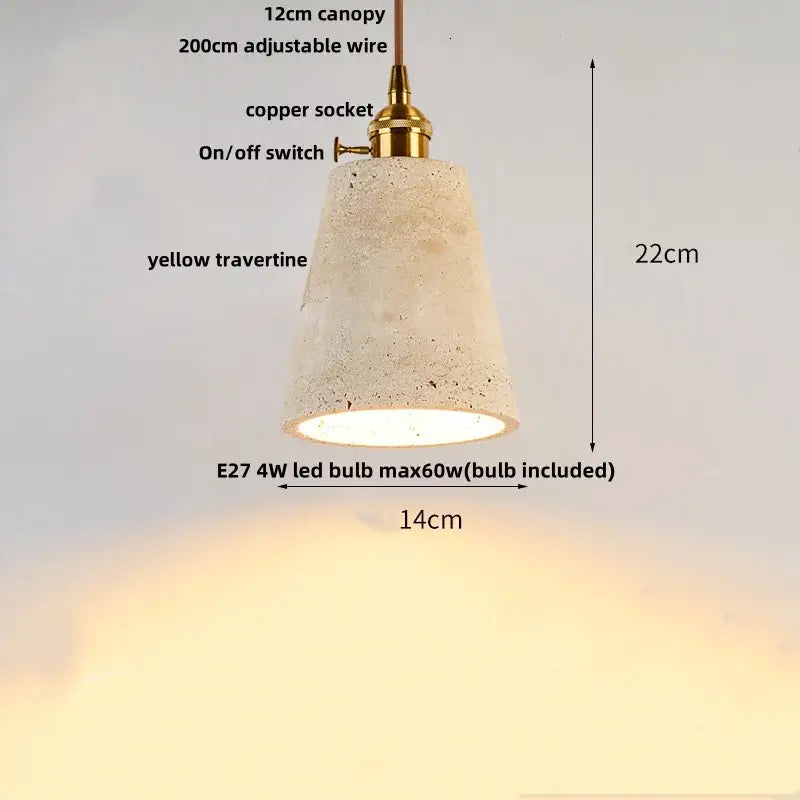 Japanese yellow travertine led pendant lamp for dining room