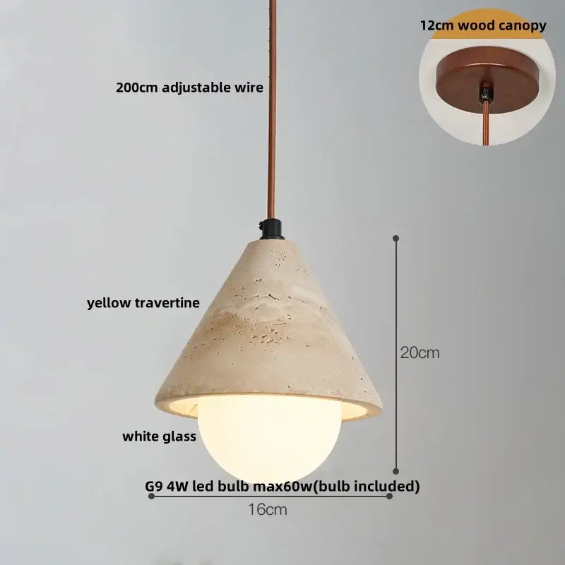 Japanese yellow travertine led pendant lamp kitchen hanging light