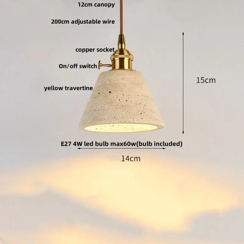 Japanese yellow travertine led pendant lamp for dining room