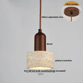 Nordic yellow travertine stone and wood pendant light dining room