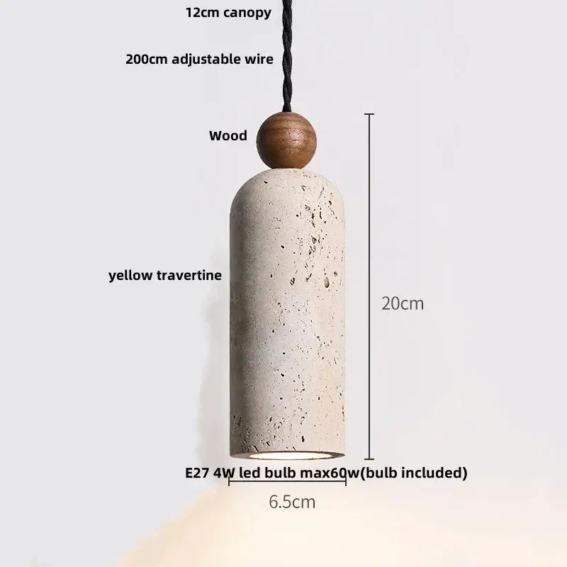 Minimalist off-white concrete and wood led pendant lamp dining room