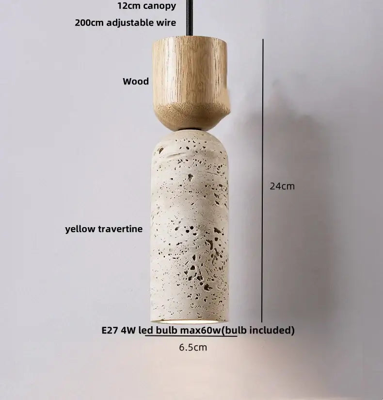 Minimalist off-white concrete and wood led pendant lamp dining room