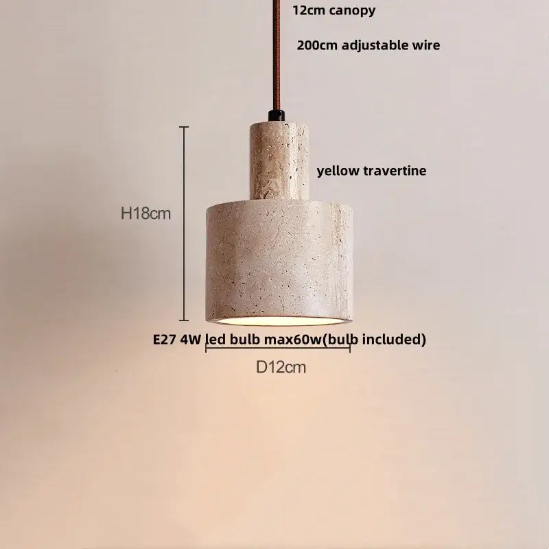 Minimalist off-white concrete and wood led pendant lamp dining room
