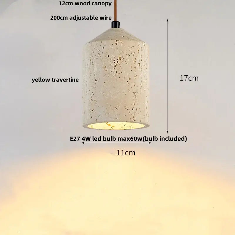 Minimalist off-white concrete and wood led pendant lamp dining room