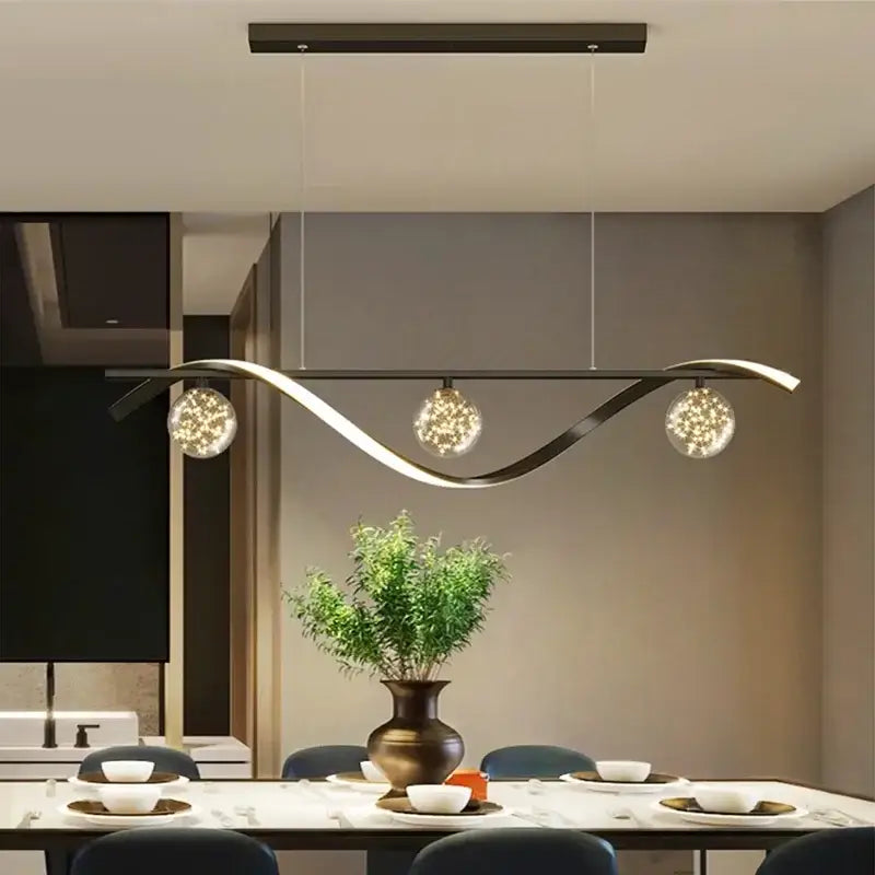 Modern black metal 3 globe led pendant lamps dining room kitchen