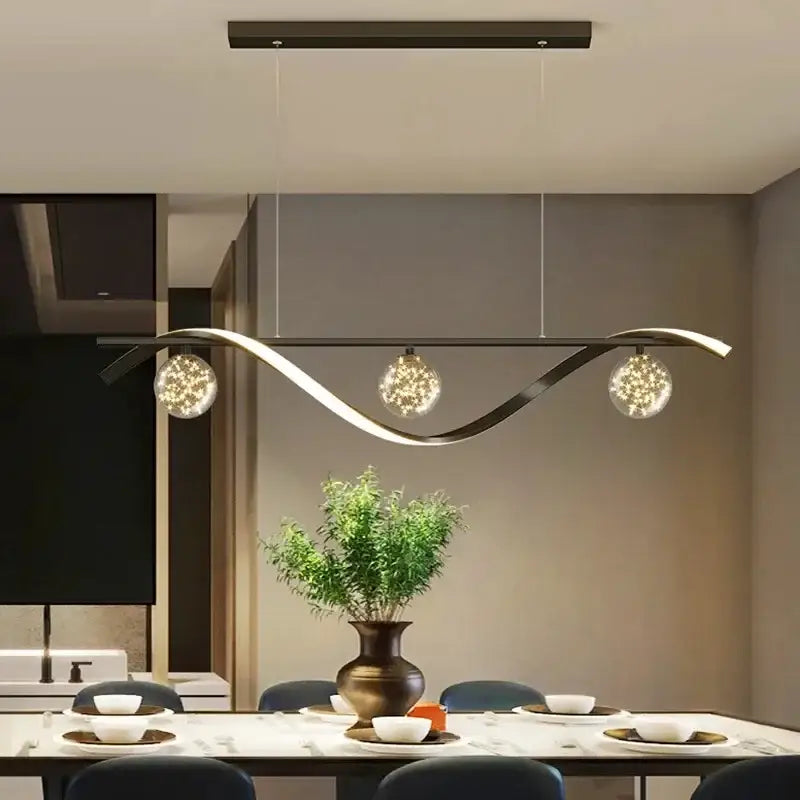 Modern black metal 3 globe led pendant lamps dining room kitchen