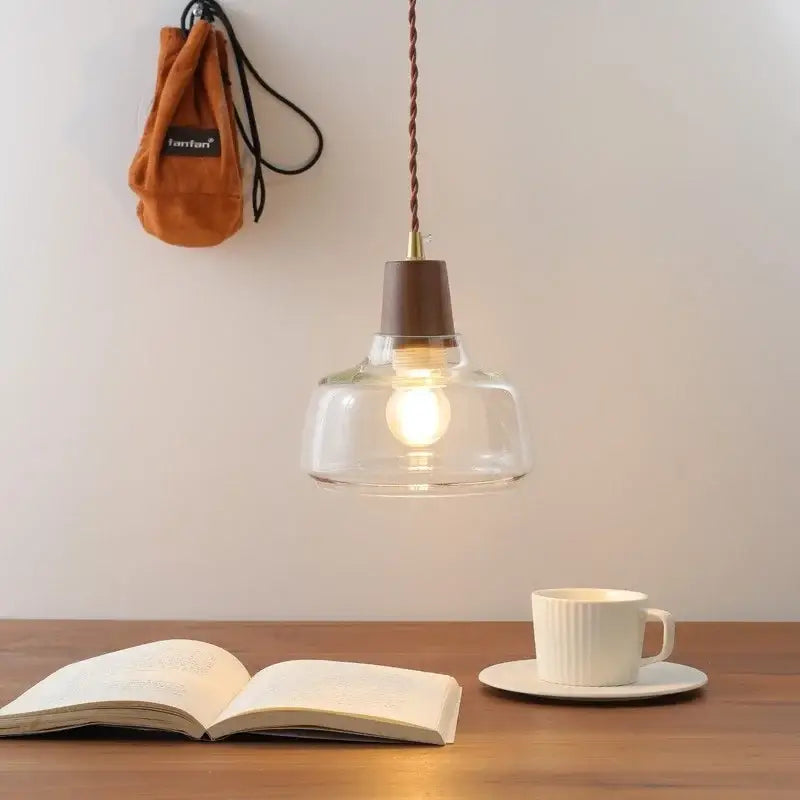 Modern walnut & glass decorbites led pendant lamp kitchen lighting