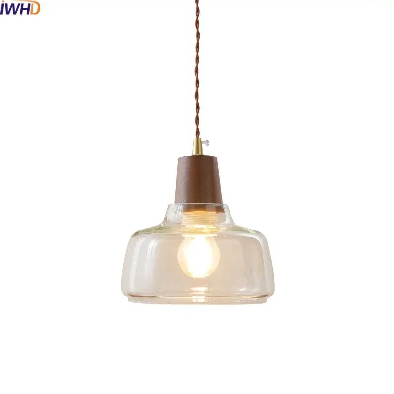 Modern walnut & glass decorbites led pendant lamp kitchen lighting